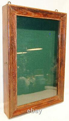 Antique Country Store Oak Wall Hanging Display Case Knife, Padlock, Hotel Key