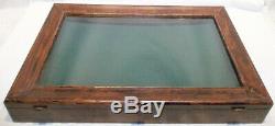 Antique Country Store Oak Wall Hanging Display Case Knife, Padlock, Hotel Key