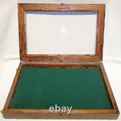 Antique Country Store Oak Wall Hanging Display Case Knife, Padlock, Hotel Key