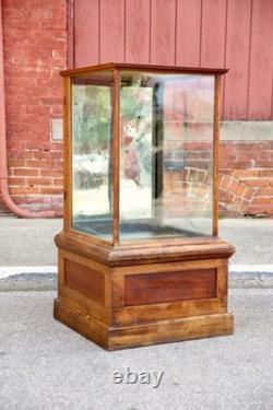 Antique Drug Store Showcase Oak Glass Display Case Wood Bookcase Vintage Cabinet