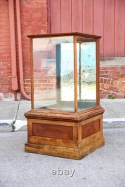Antique Drug Store Showcase Oak Glass Display Case Wood Bookcase Vintage Cabinet