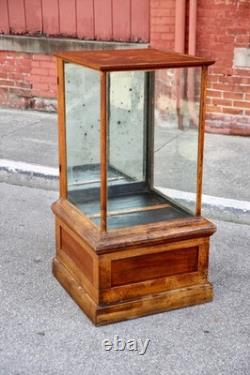 Antique Drug Store Showcase Oak Glass Display Case Wood Bookcase Vintage Cabinet