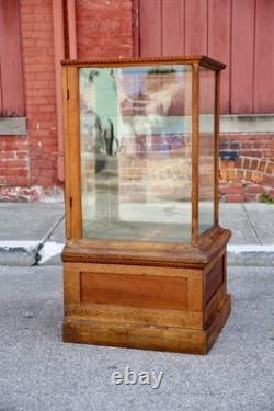 Antique Drug Store Showcase Oak Glass Display Case Wood Bookcase Vintage Cabinet