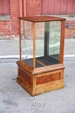 Antique Drug Store Showcase Oak Glass Display Case Wood Bookcase Vintage Cabinet