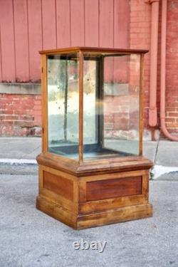 Antique Drug Store Showcase Oak Glass Display Case Wood Bookcase Vintage Cabinet