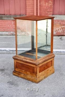 Antique Drug Store Showcase Oak Glass Display Case Wood Bookcase Vintage Cabinet