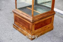 Antique Drug Store Showcase Oak Glass Display Case Wood Bookcase Vintage Cabinet