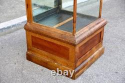 Antique Drug Store Showcase Oak Glass Display Case Wood Bookcase Vintage Cabinet
