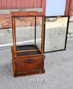 Antique Drug Store Showcase Oak Glass Display Case Wood Bookcase Vintage Cabinet