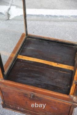 Antique Drug Store Showcase Oak Glass Display Case Wood Bookcase Vintage Cabinet