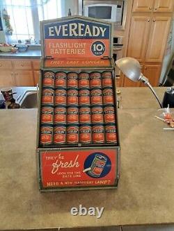 Antique Eveready Flashlight Battery & Bulb Store Display Case