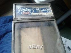 Antique Fisher's Candies Counter Display Case-general Store Antique-all Original