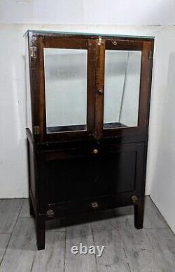 Antique General Country Store Floor Showcase Wood Glass Display Case Cabinet