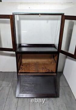 Antique General Country Store Floor Showcase Wood Glass Display Case Cabinet