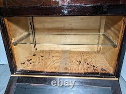 Antique General Country Store Floor Showcase Wood Glass Display Case Cabinet