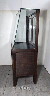 Antique General Country Store Floor Showcase Wood Glass Display Case Cabinet