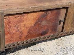 Antique General Store CIGAR BOX Display Case 69.5L Slide Panels Original Knobs