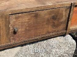 Antique General Store CIGAR BOX Display Case 69.5L Slide Panels Original Knobs