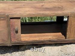 Antique General Store CIGAR BOX Display Case 69.5L Slide Panels Original Knobs