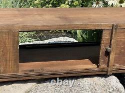 Antique General Store CIGAR BOX Display Case 69.5L Slide Panels Original Knobs