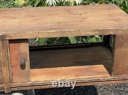 Antique General Store CIGAR BOX Display Case 69.5L Slide Panels Original Knobs