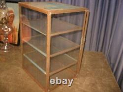 Antique General Store Counter Display Cabinet Display Case w Glass Shelfs Metal