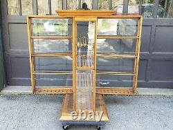 Antique General Store Exhibition Show Case Oak Ribbon Cabinet Showcase Display