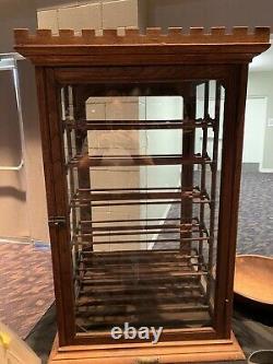 Antique General Store Showcase Ribbon Spool Sewing Cabinet Display Case NICE