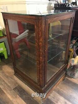 Antique Glass Corner Oak Store Display Case Cabinet LOCAL PICK UP ONLY Michigan