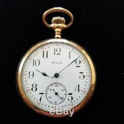 Antique Gold Filled Elgin Pocket Watch, Chain, and With Display Storage Case