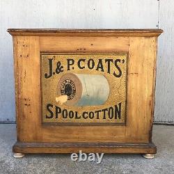 Antique J P Coats Spool Cabinet Store Advertising Sewing Flat Files Art Jewelry