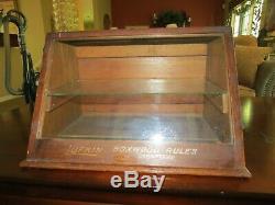 Antique Lufkin Ruler Co Slanted Lift Top Countertop Store Display Cabinet Case