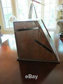 Antique Lufkin Ruler Co Slanted Lift Top Countertop Store Display Cabinet Case