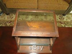 Antique Lufkin Ruler Co Slanted Lift Top Countertop Store Display Cabinet Case