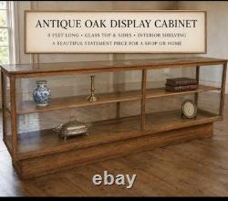 Antique Mercantile vintage country store glass display case cabinet 8ft Oak