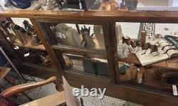 Antique Mercantile vintage country store glass display case cabinet 8ft Oak