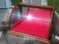 Antique Oak Curved Glass Showcase Country Store Display Case J. Riswig Chicago