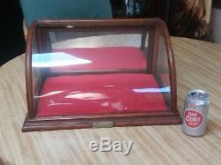 Antique Oak Curved Glass Showcase Country Store Display Case J. Riswig Chicago