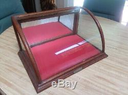 Antique Oak Curved Glass Showcase Country Store Display Case J. Riswig Chicago