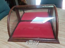 Antique Oak Curved Glass Showcase Country Store Display Case J. Riswig Chicago