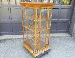 Antique Oak Ribbon Cabinet Display Case Exhibition Show Case Co Country Store