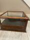 Antique Oak Store Counter Top Glass Display Case And Cash Till WithLatch Below