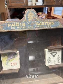 Antique Paris Garters Store Display Case Vintage