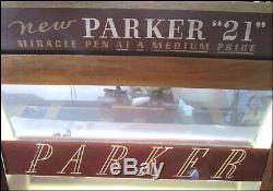 Antique Parker 21 Fountain Pen Store Display Counter Case withLight (A75)