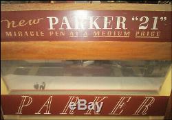 Antique Parker 21 Fountain Pen Store Display Counter Case withLight (A75)