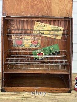Antique Rice's Seeds Advertising Dovetailed Wood Display Store Case Cabinet
