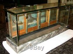 Antique Salesman sample country store display case-oak-glass-marble-15544