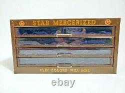 Antique Star Mercerized Sewing Cotton Thread Spool Cabinet 4 Drawer Store Case