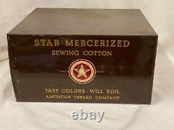 Antique Star Mercerized Sewing Cotton Thread Spool Cabinet 4 Drawer Store Case