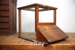 Antique Store Counter Candy Peanut Dispenser Glass Display Case wood cabinet VTG